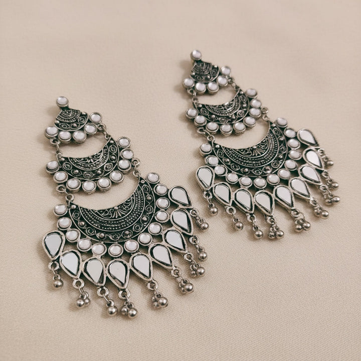 Long Bohemian Chandelier Oxidised Earrings