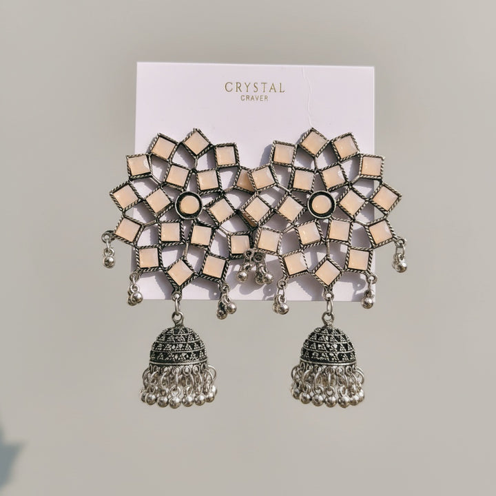 Mira Oxidised Silver Drop Earrings