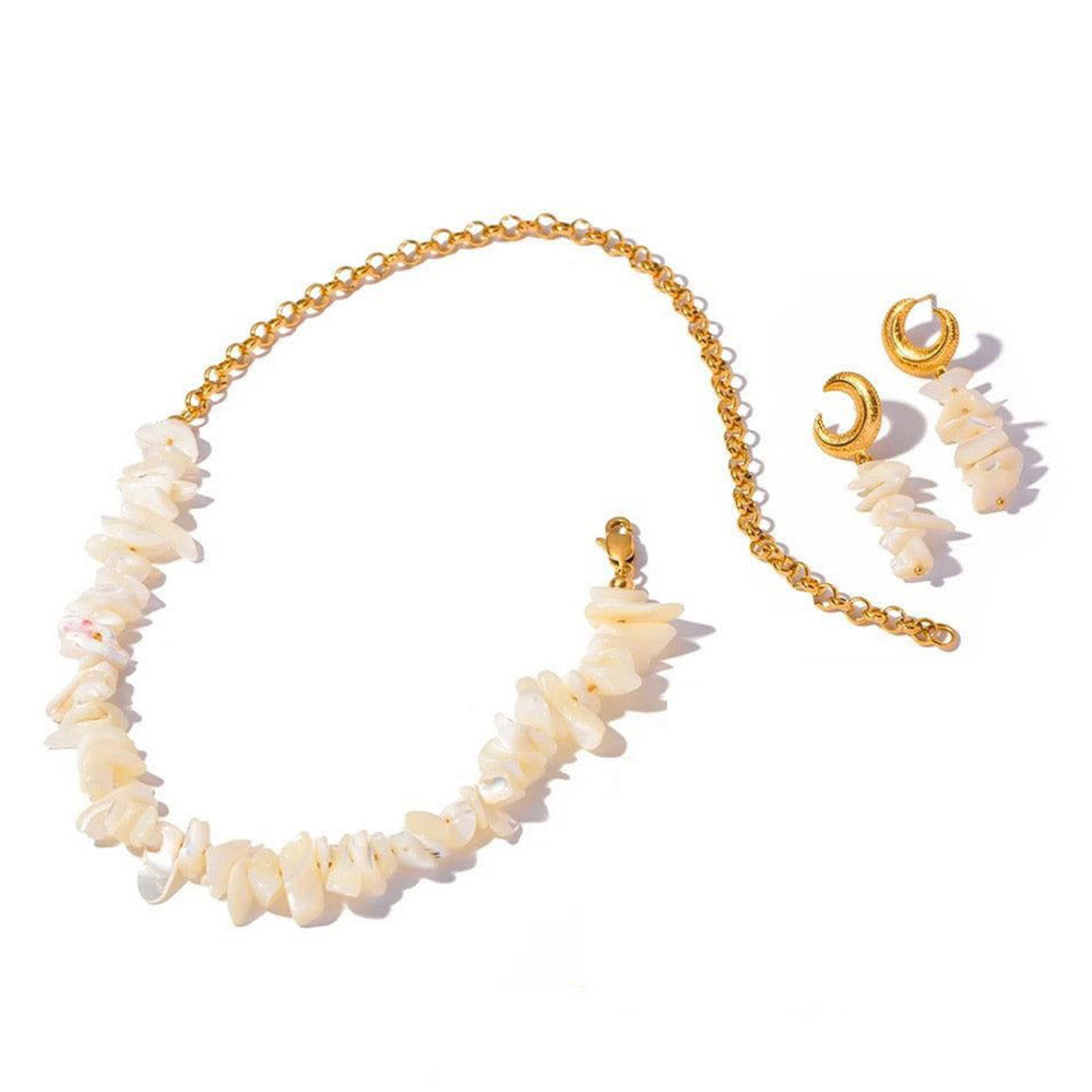 Shell Crescent Necklace & Earring Combo