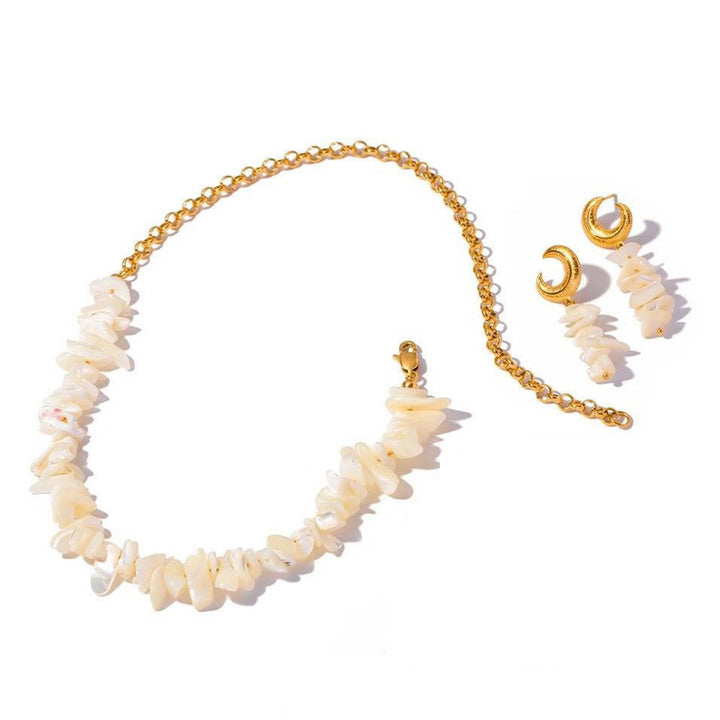 Shell Crescent Necklace & Earring Combo