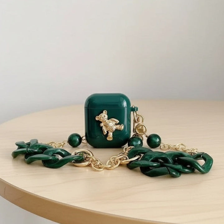 Forest Green Charm Airpod Case 1/2