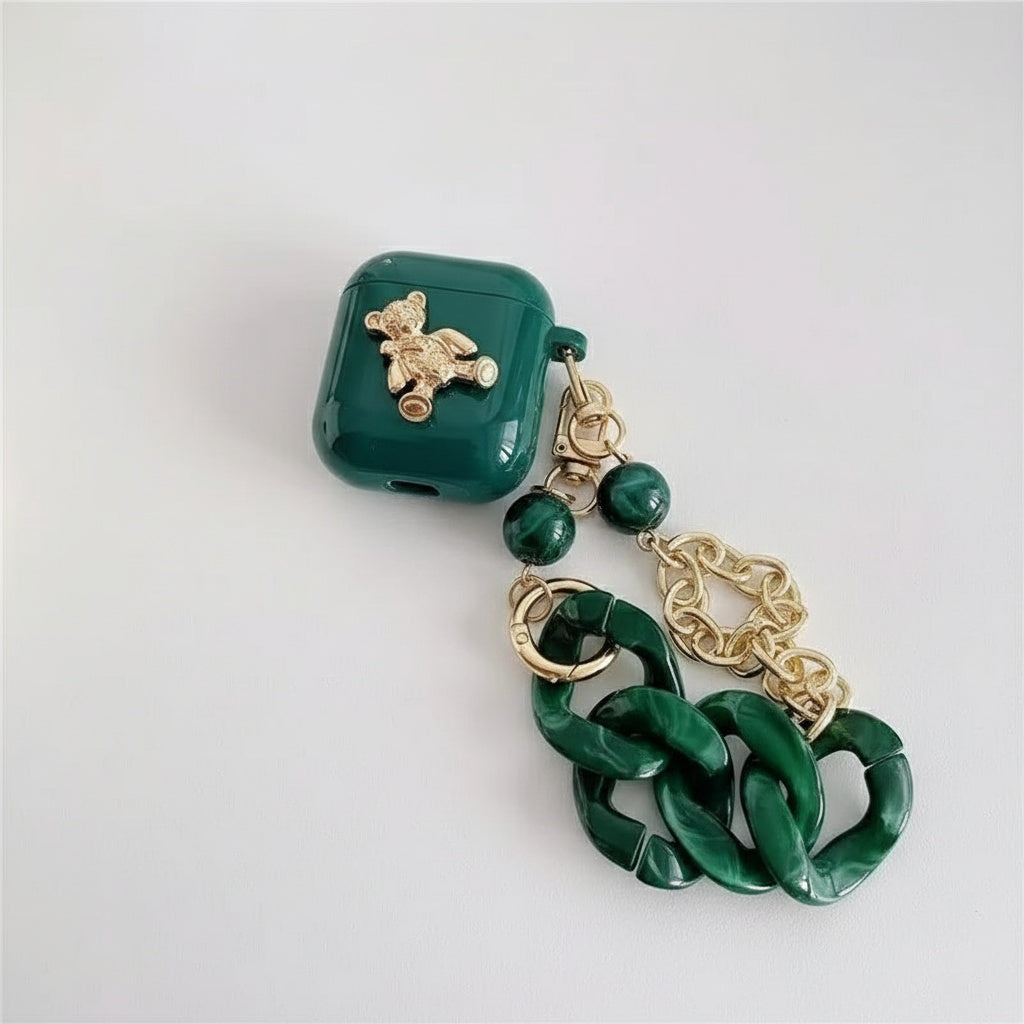 Forest Green Charm Airpod Case 1/2