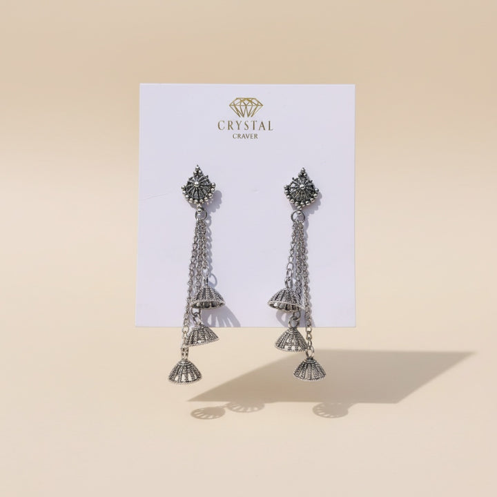 Classic Silver-Toned Minimal Jhumkas