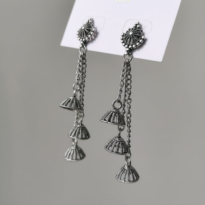 Classic Silver-Toned Minimal Jhumkas