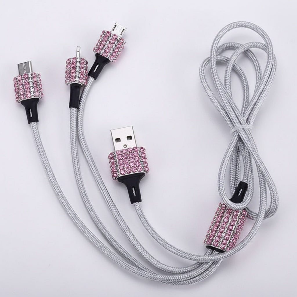 Crystal Rhinestone 3-in-1 Charging Cable