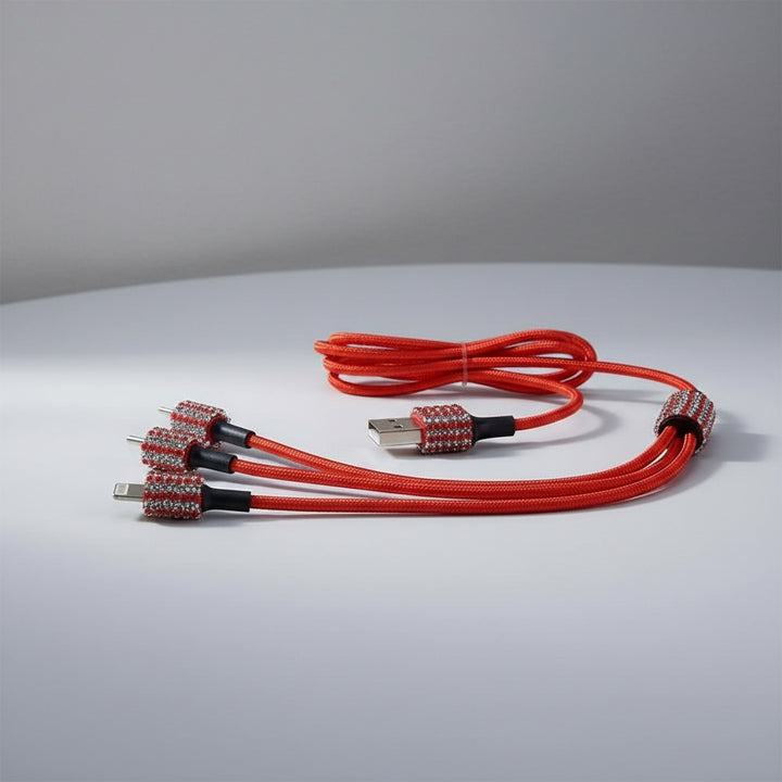 Crystal Rhinestone 3-in-1 Charging Cable