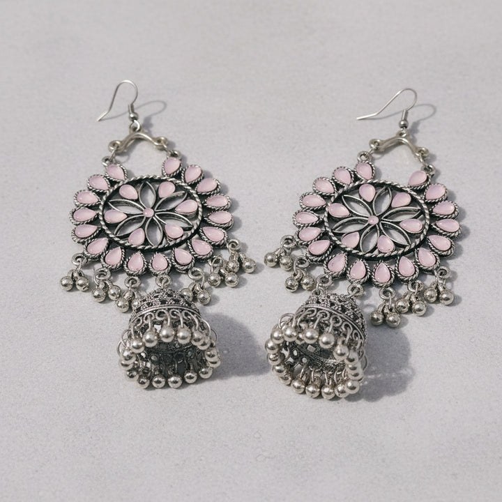 Light Floral Oxidised Earrings