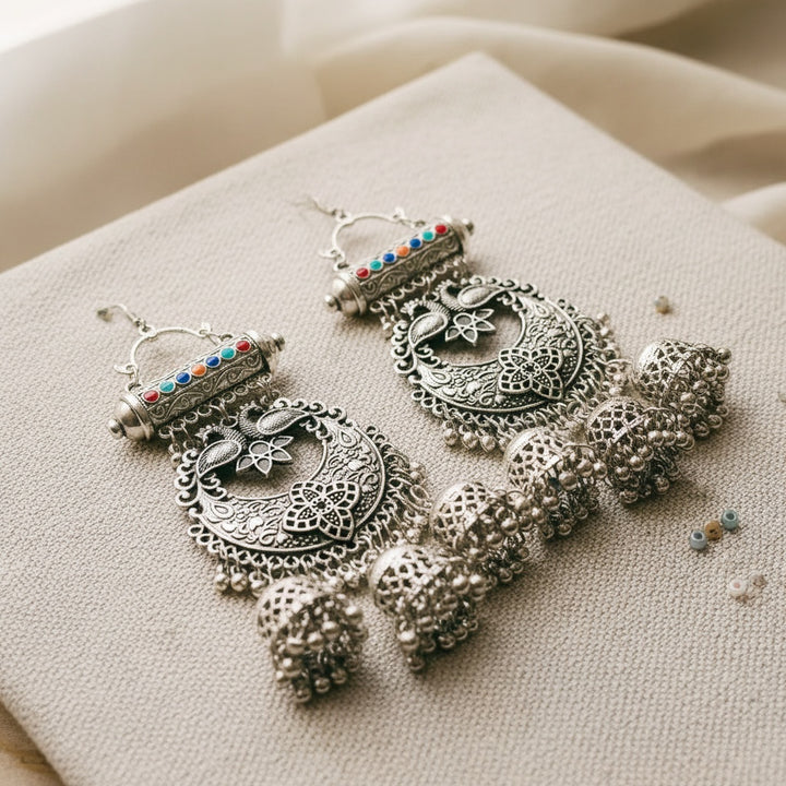 Long Chandbali Oxidised Earrings