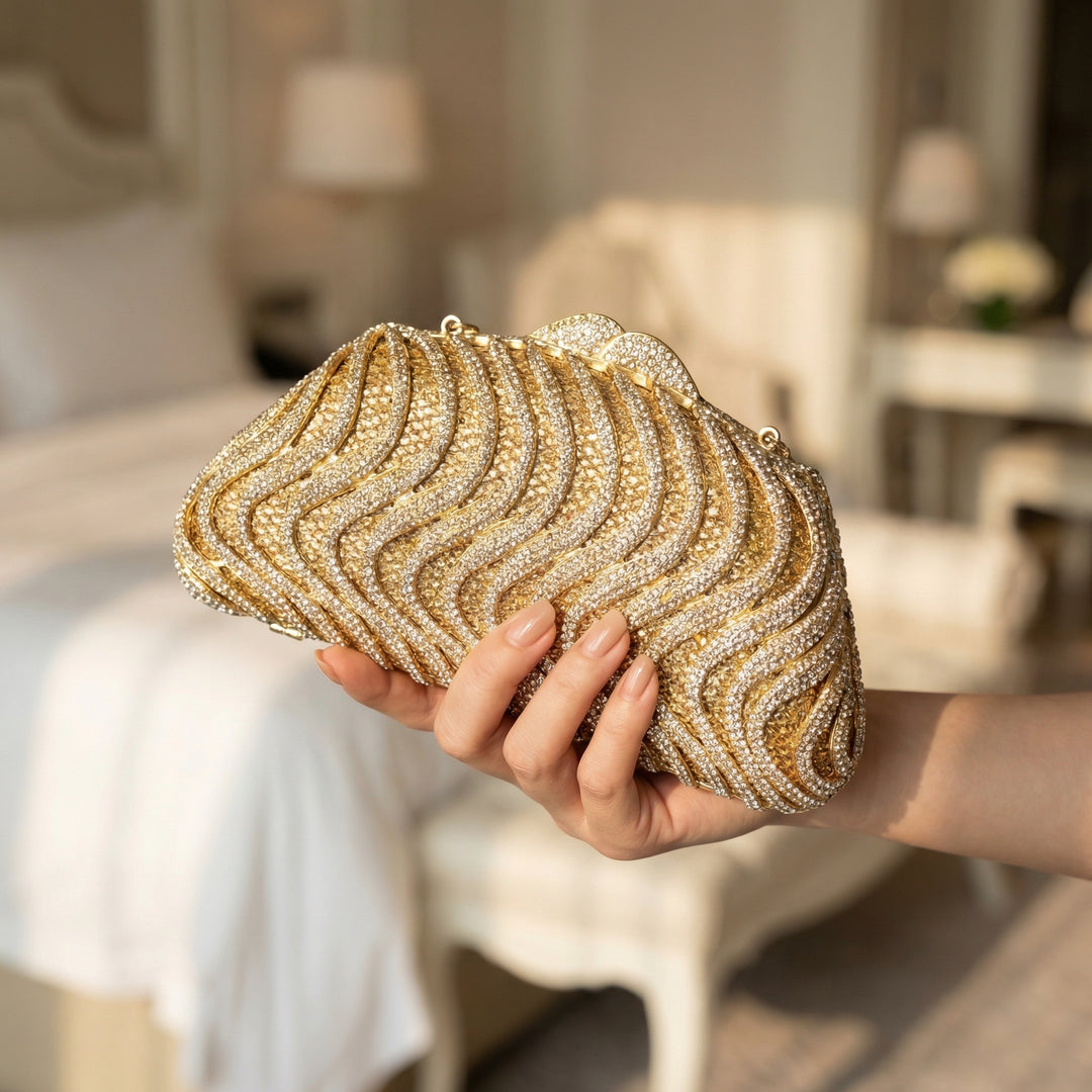Crystal Curl Clutch Bag