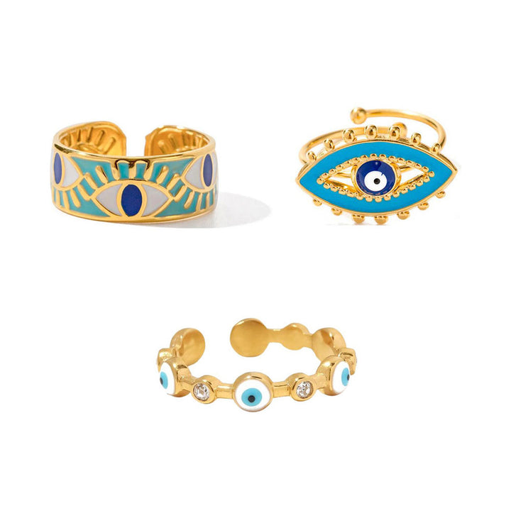 Dainty Evil Eye Stainless Steel Rings