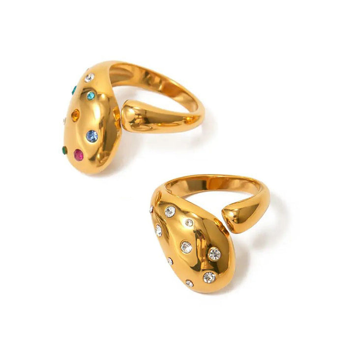 Tear Drop Zircon Stainless Steel Rings