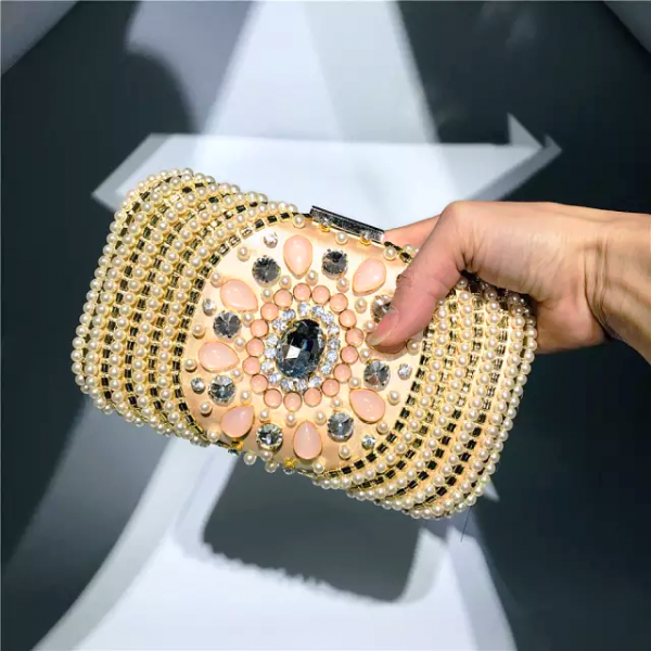 Buy UBORSEWomen Pearl Clutch Bag Noble Crystal Beaded Evening Bag Wedding  Clutch with Pearl Chain Online at desertcartINDIA