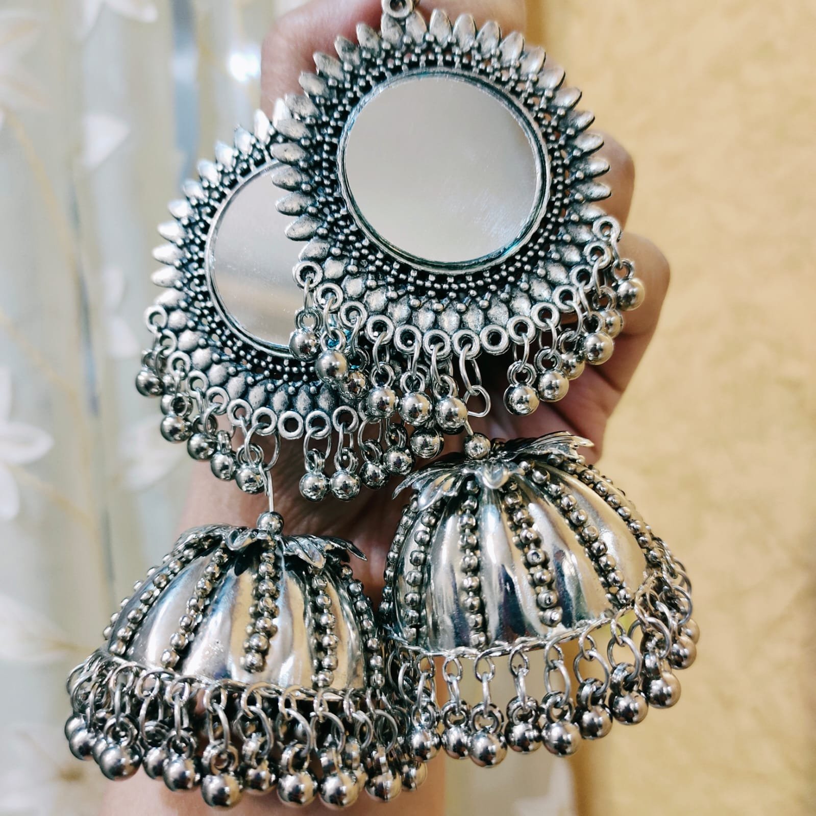 Amazon.com: Oxidized Silver Plated handmade Big Jhumka Jhumki Earrings  jewelry for women: Clothing, Shoes & Jewelry